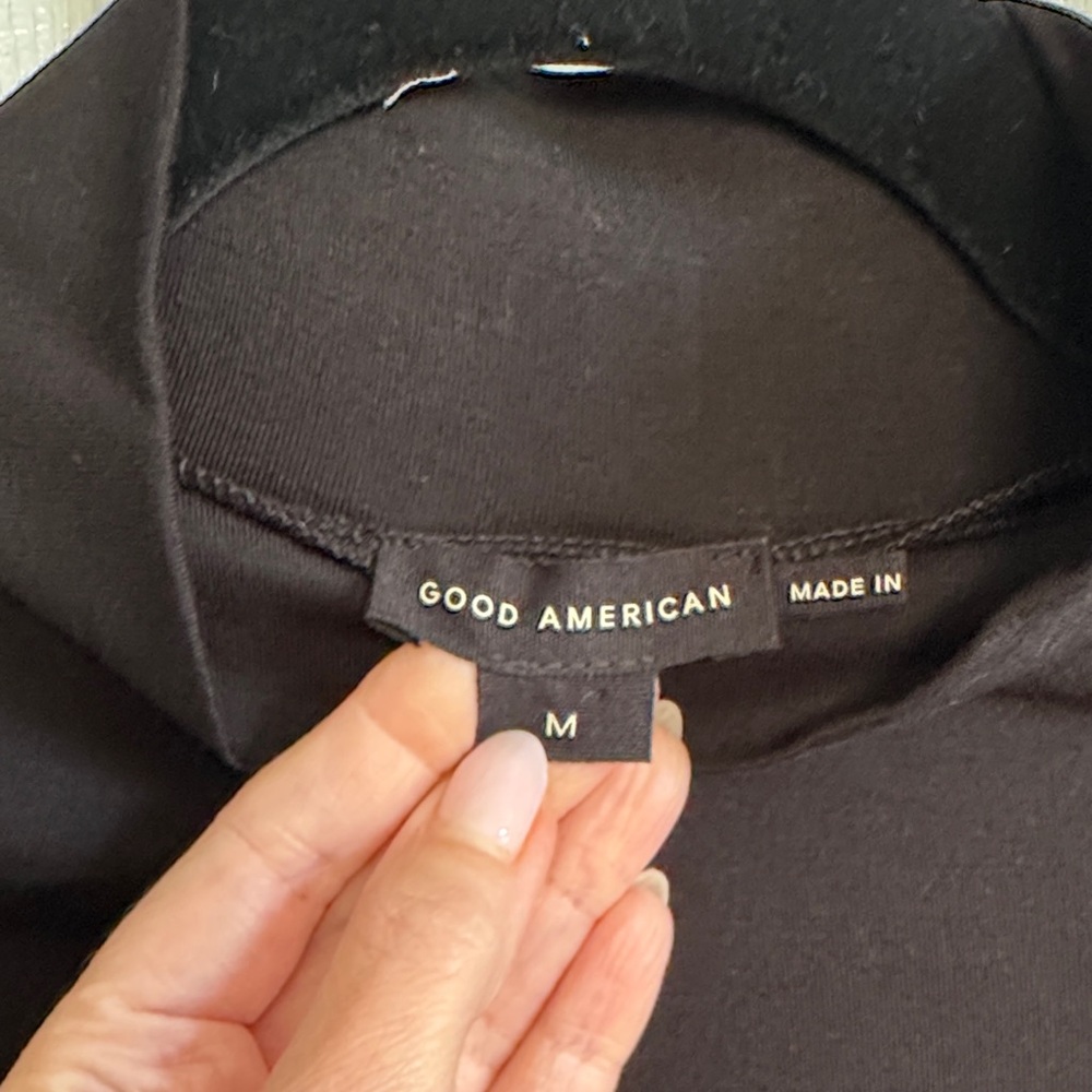 Good American Black Long Sleeve Bodysuit- Ruching - Picture 2 of 4